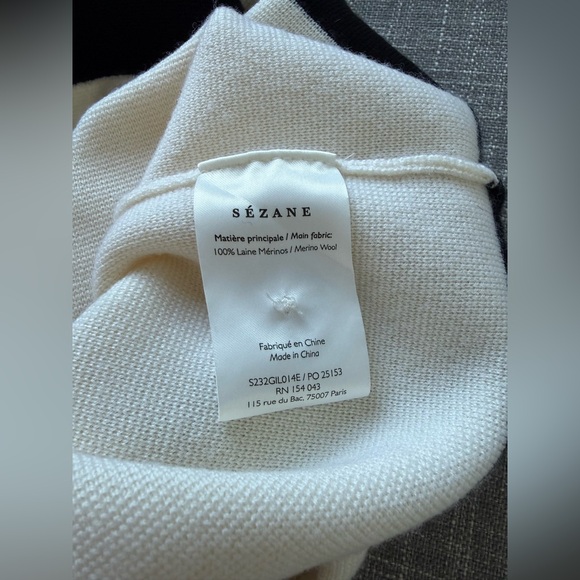 Sezane Betty cardigan in black and ecru - Picture 3 of 5